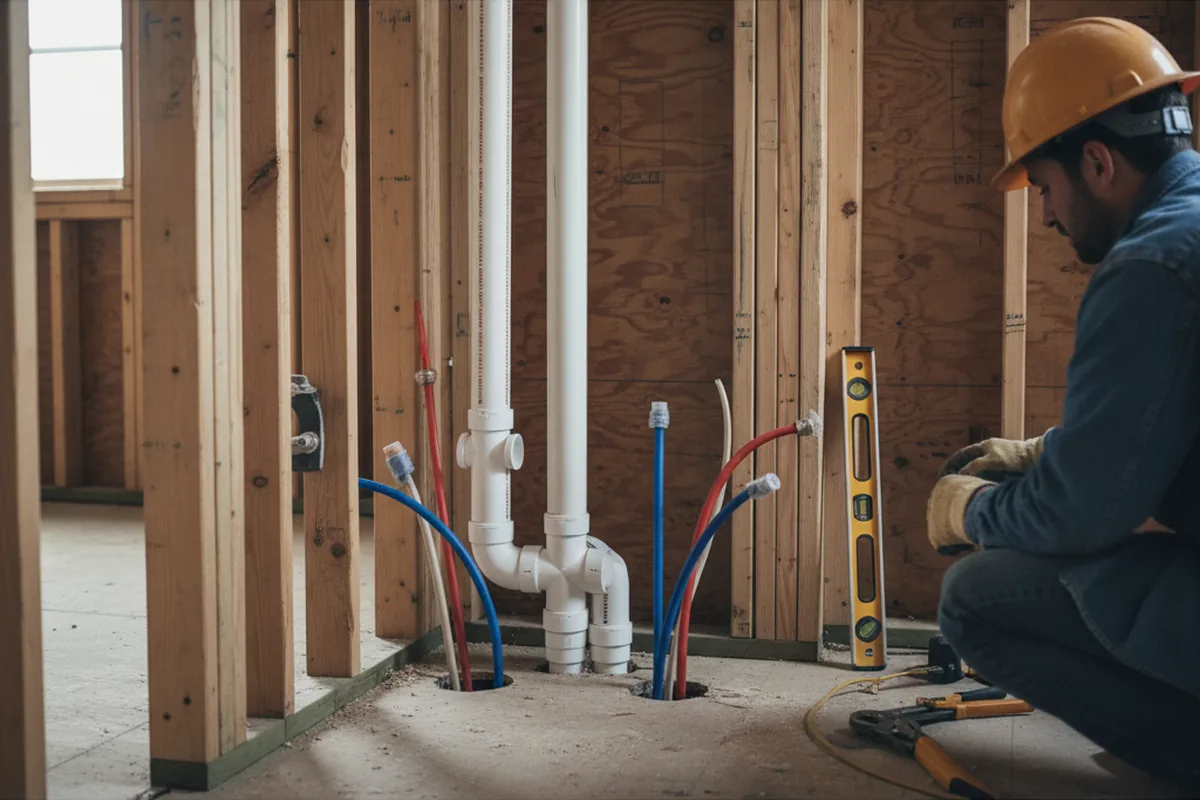 Drain and supply rough-in during Toilet Repair and Installation in Depew