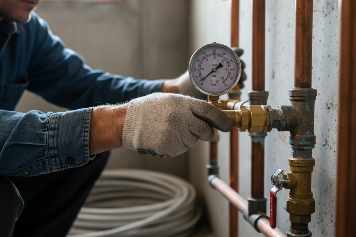 Pressure testing a repaired line during Water Line Repair in Depew